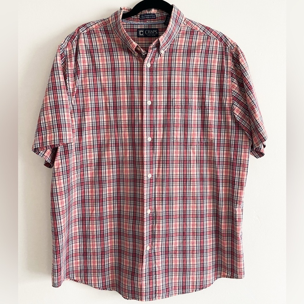 Chaps Sun Drenched Poplin Men’s 100% Cotton Button Down Shirt, Size XL